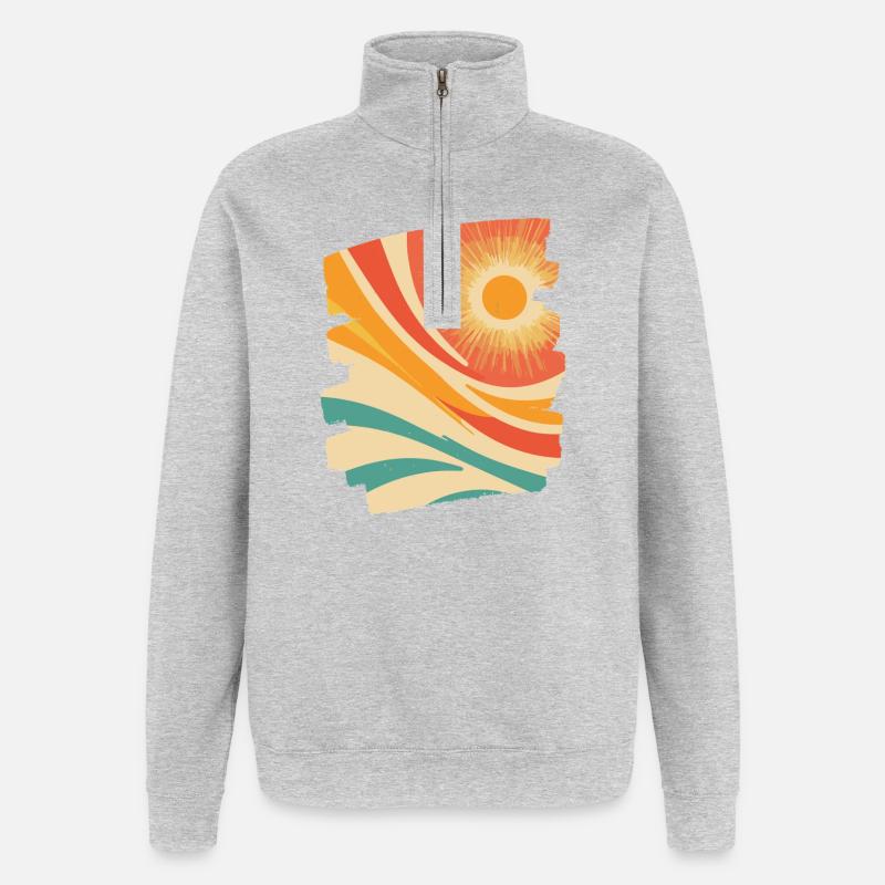 Sommer Retro - Quarter-Zip-Sweatshirt - Grau meliert