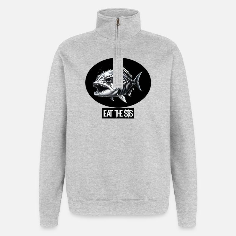 Fisch punk - Quarter-Zip-Sweatshirt - Grau meliert