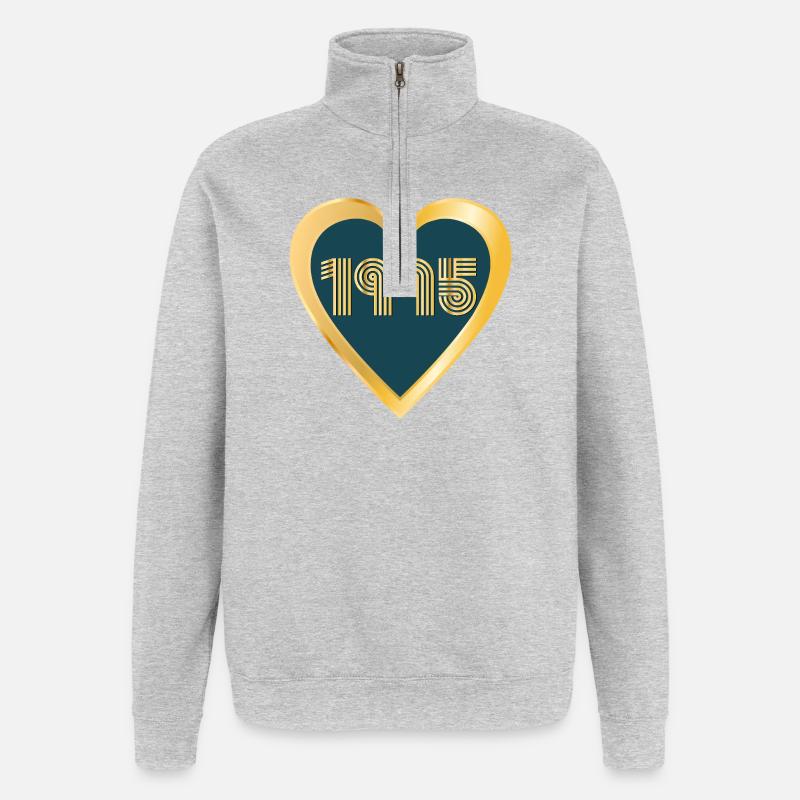 HEART YEAR 1995 - Quarter-Zip Sweatshirt - heather grey