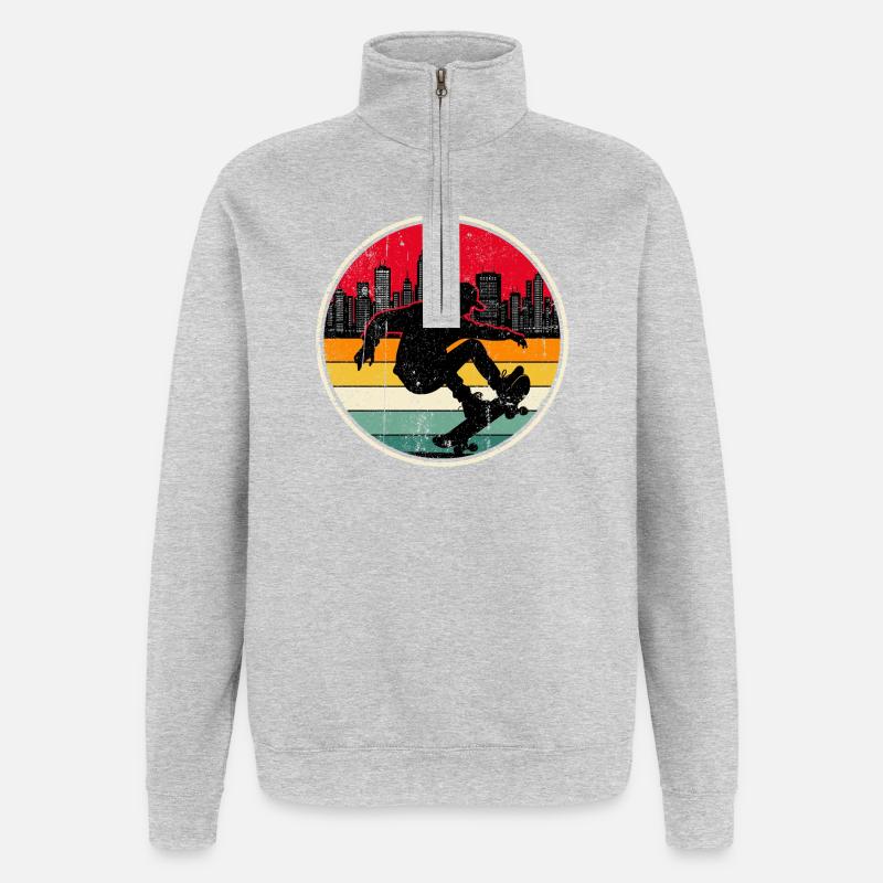 Urban Sunset Skate Silhouette - Quarter-Zip Sweatshirt - heather grey