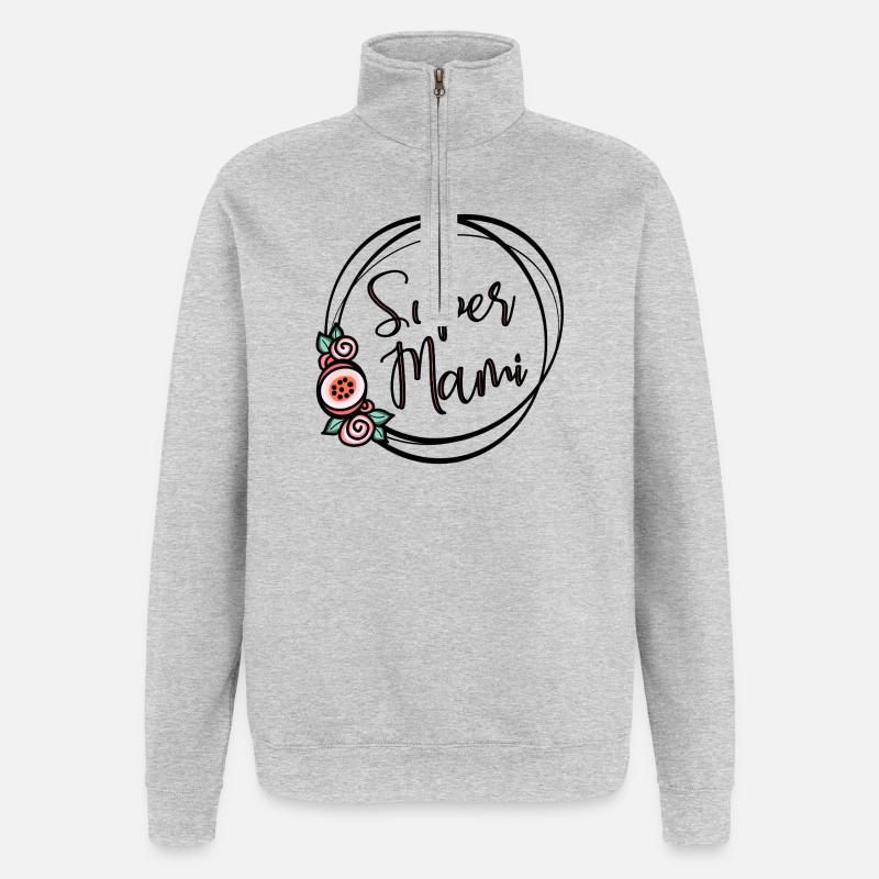 Super Mami - Quarter-Zip-Sweatshirt - Grau meliert