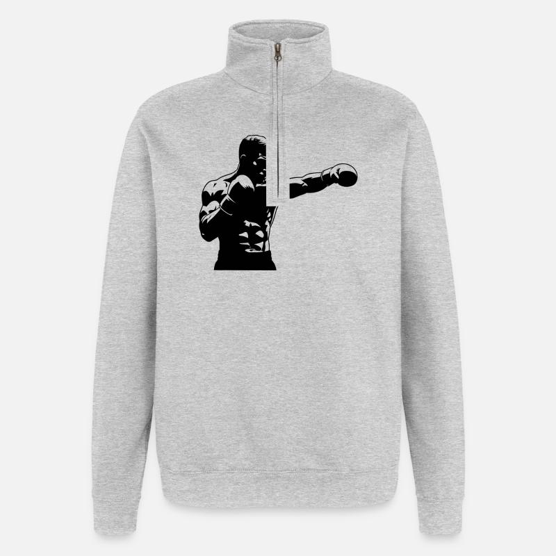 Boxer avec coup de poing - Sweat à zip 1/4 - gris chiné