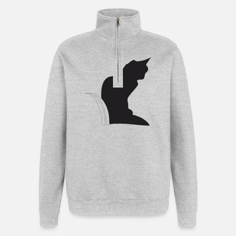 Nemo, schwarze Katz im Keller - Quarter-Zip-Sweatshirt - Grau meliert
