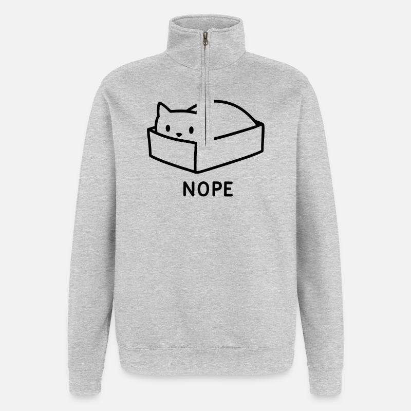 NOPE Cat - Quarter-Zip-Sweatshirt - Grau meliert