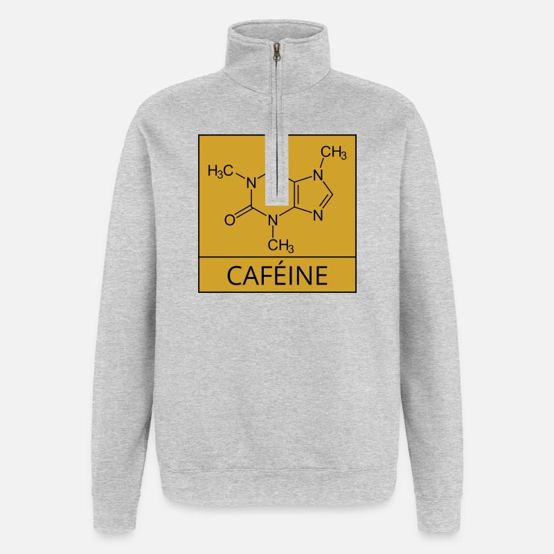 molécule de caféine - Sweat à zip 1/4 - gris chiné