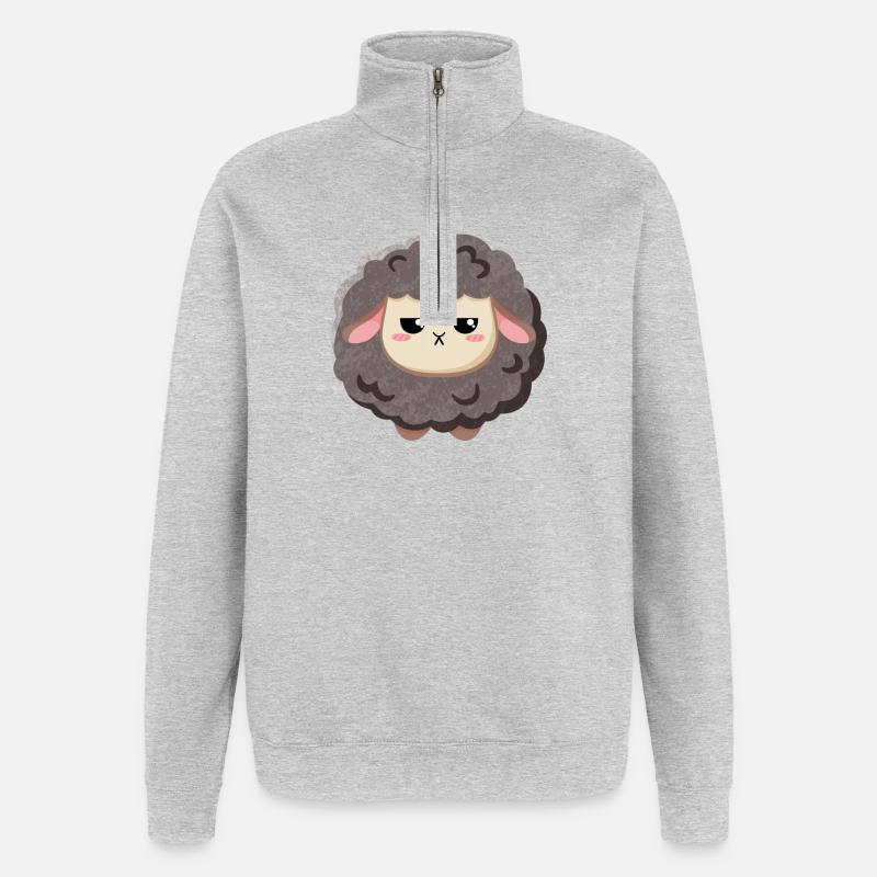 Schwarzes Schaf - grimmig und süß - Quarter-Zip-Sweatshirt - Grau meliert