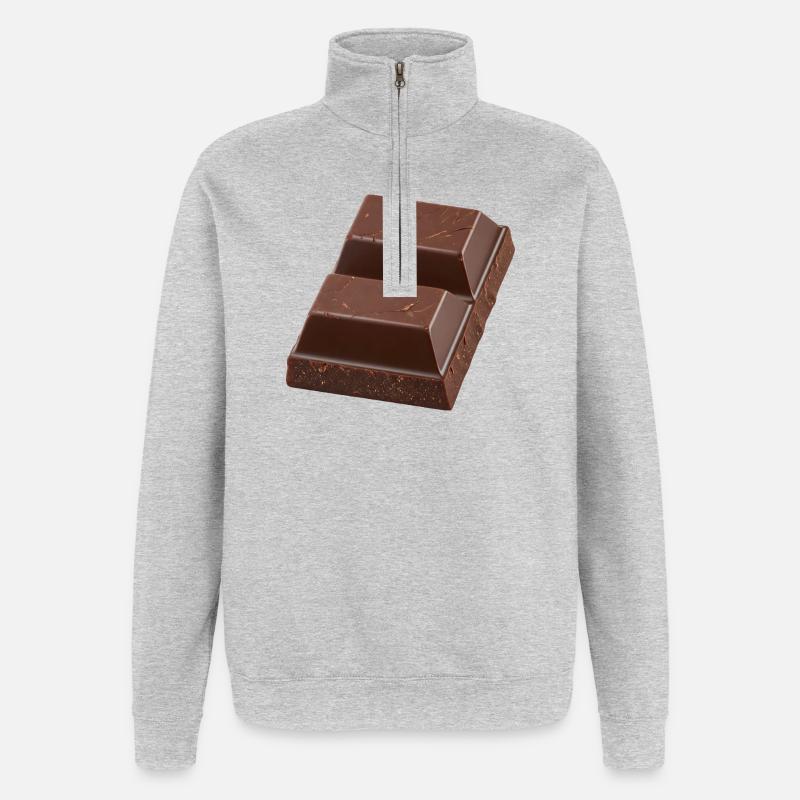 Stück Schokolade - Quarter-Zip-Sweatshirt - Grau meliert