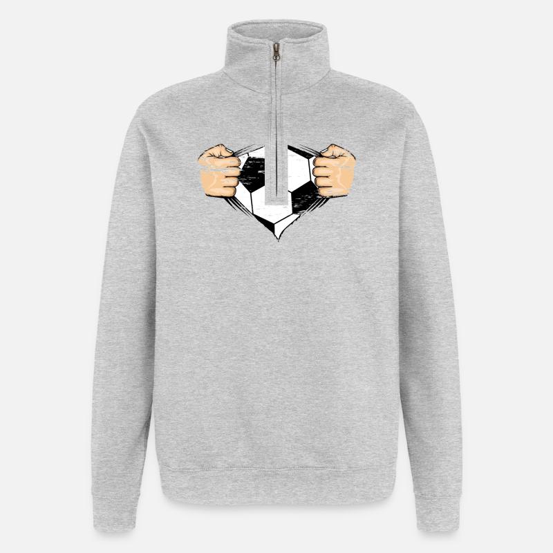 Soccer Design utilisé - Sweat à zip 1/4 - gris chiné