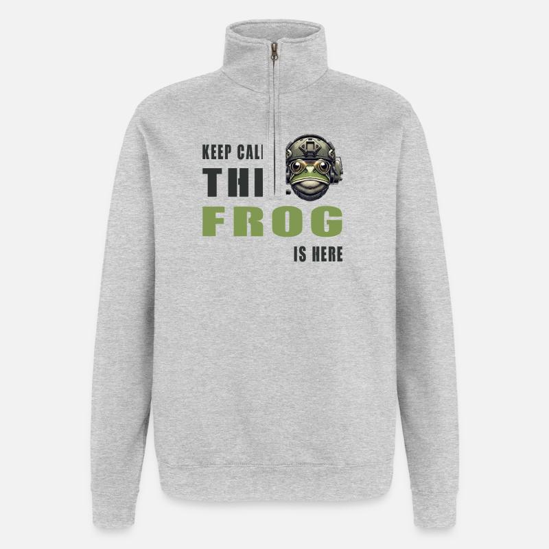 Fighting Frog – Keep Calm Style - Quarter-Zip Sweatshirt - heather grey