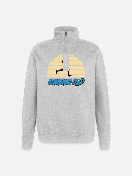 Running dad - Sweat à zip 1/4 - gris chiné