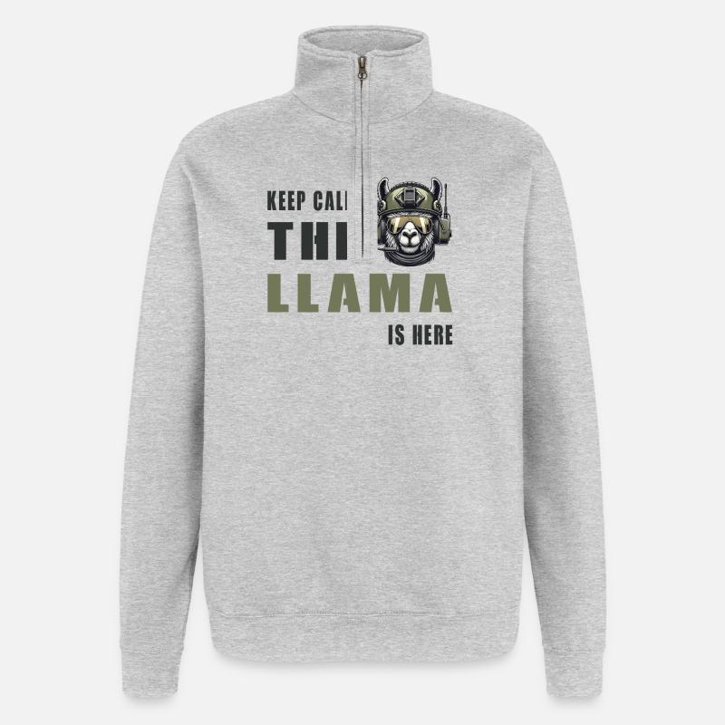 Tactical Llama – Keep Calm Style - Quarter-Zip Sweatshirt - heather grey