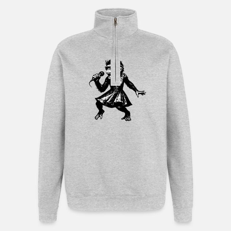 Chanteuse | La danse du singe - Sweat à zip 1/4 - gris chiné