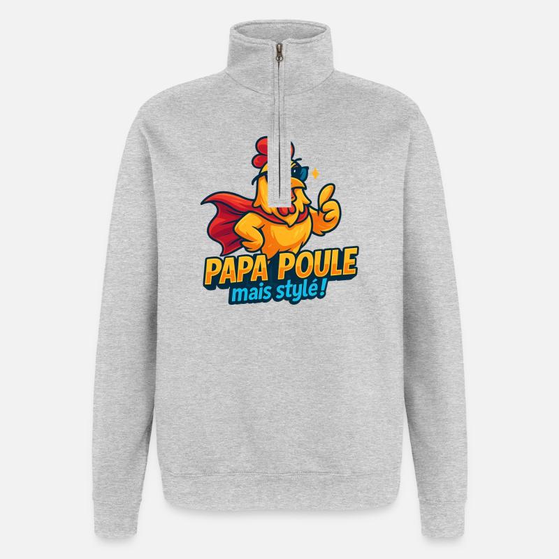 Chicken Style Mode Chic - Quarter-Zip-Sweatshirt - Grau meliert