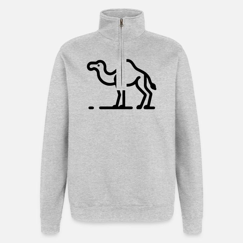Kamel - Quarter-Zip-Sweatshirt - Grau meliert
