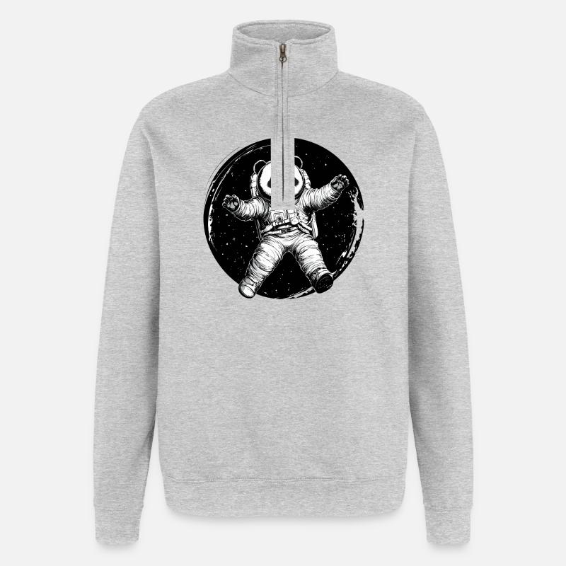 Astronaut Panda – Cute Space Explorer - Quarter-Zip Sweatshirt - heather grey