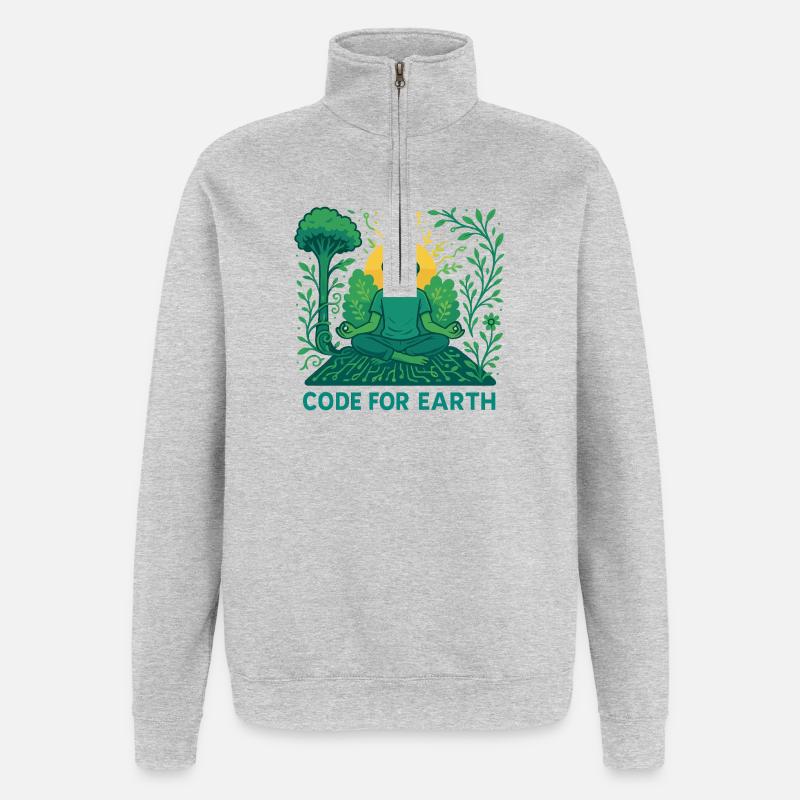 Code pour la Terre - Sweat à zip 1/4 - gris chiné