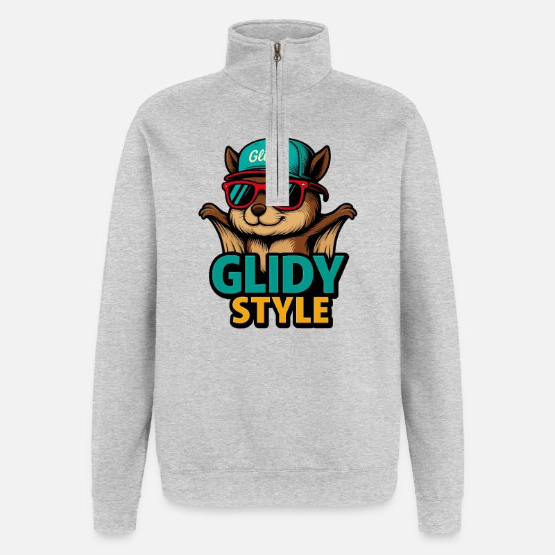 Mode de hamster style glissé - Sweat à zip 1/4 - gris chiné