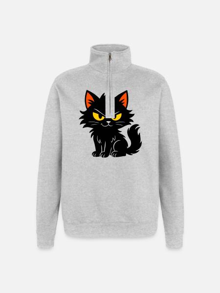 Chaton doux - Sweat à zip 1/4 - gris chiné