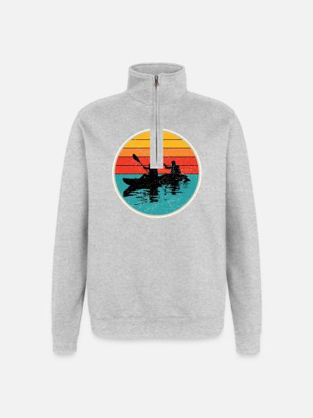 Sunset Kayak Duo Circle - Quarter-Zip Sweatshirt - heather grey