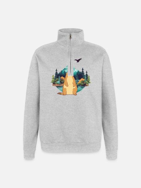 Murmeltier - Quarter-Zip-Sweatshirt - Grau meliert