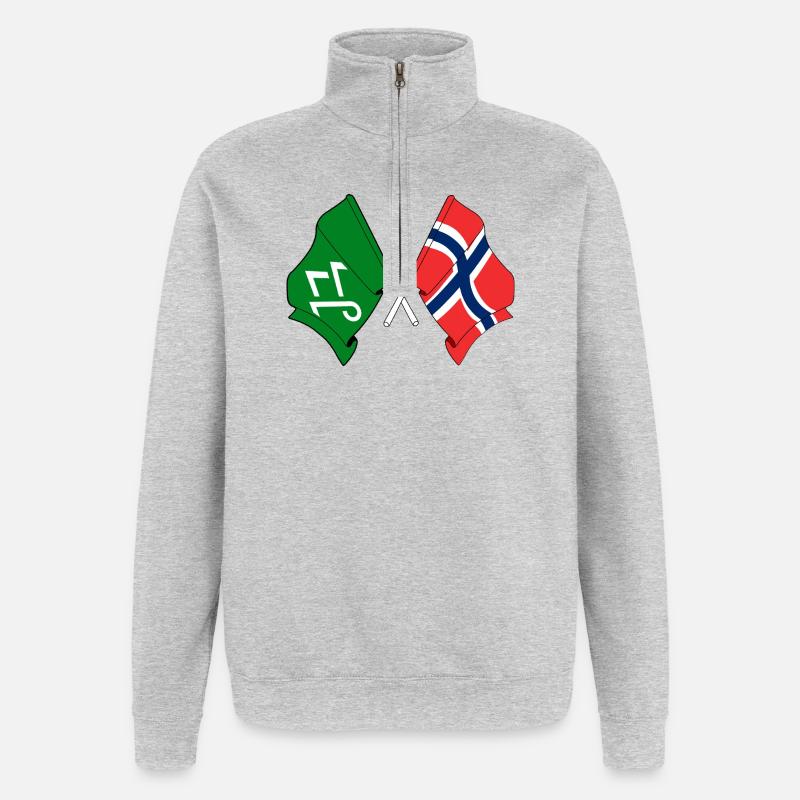 Drapeaux croisés Innlandet et Norvège - Sweat à zip 1/4 - gris chiné