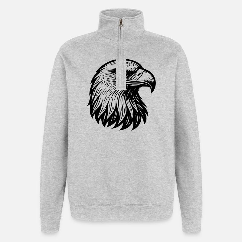 Majestic Eagle Head - Quarter-Zip Sweatshirt - heather grey