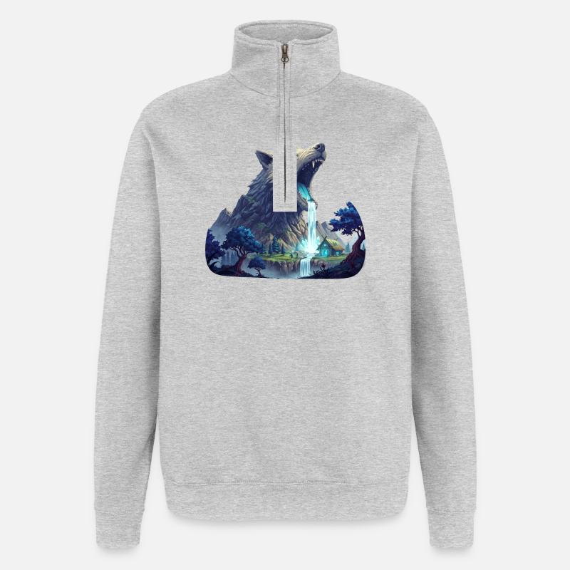 Wolf Wasserfall - Quarter-Zip-Sweatshirt - Grau meliert