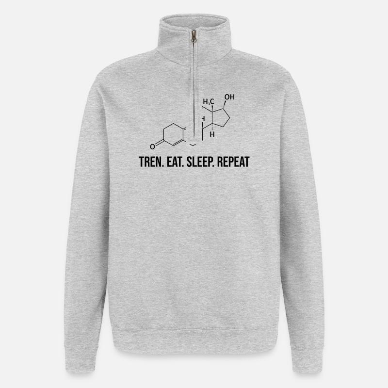 Tren. Manger. Dormir. Répéter - Sweat à zip 1/4 - gris chiné