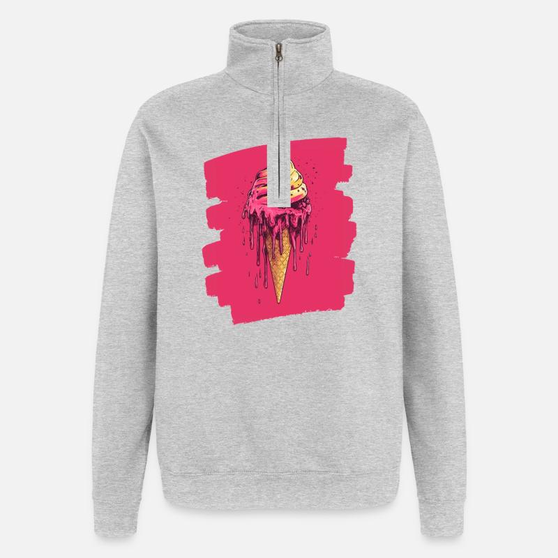 Eiscreme Eis - Quarter-Zip-Sweatshirt - Grau meliert