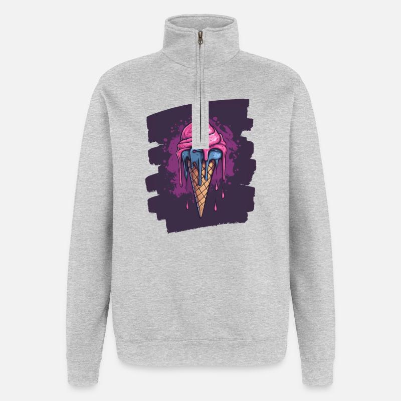 Crème glacée Crème glacée - Sweat à zip 1/4 - gris chiné