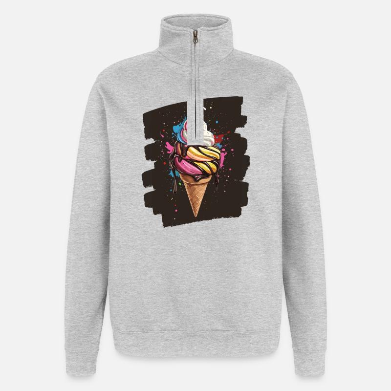 Eiscreme Eis - Quarter-Zip-Sweatshirt - Grau meliert