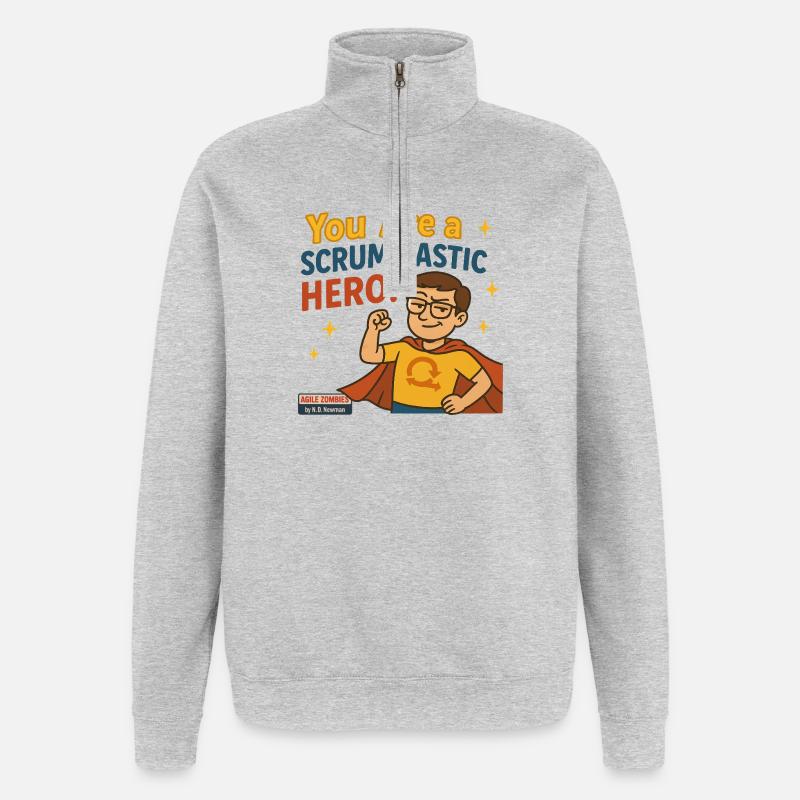 Vous êtes un héros Scrum-tastique ! - Sweat à zip 1/4 - gris chiné