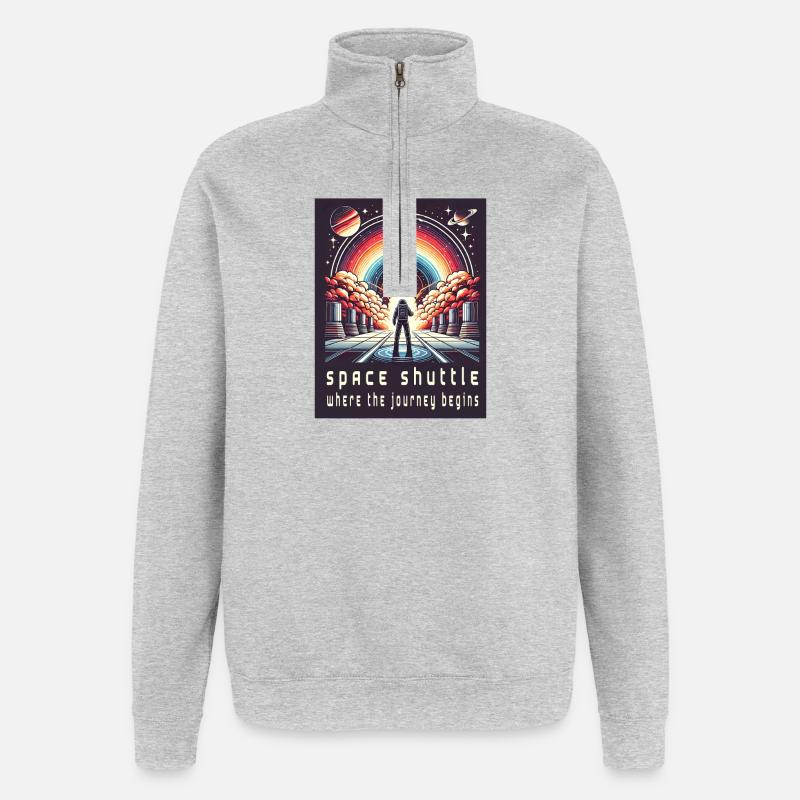 Navette spatiale - Le voyage commence - Sweat à zip 1/4 - gris chiné