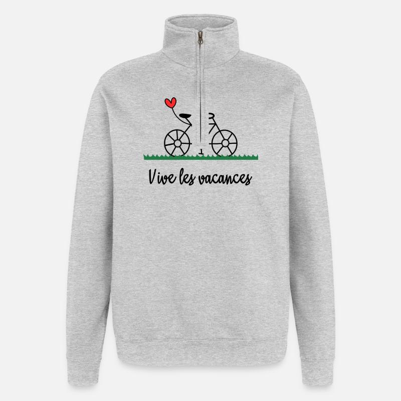 VACANCES. MAÎTRESSE. MERCI. MERCI MAÎTRESSE - Sweat à zip 1/4 - gris chiné