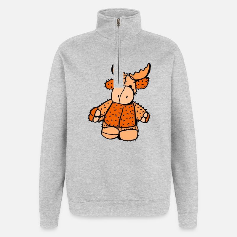 Bouton Elchi - Sweat à zip 1/4 - gris chiné