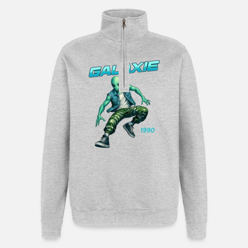Galaxy 1990 Alien Rétro Look - Sweat à zip 1/4 - gris chiné