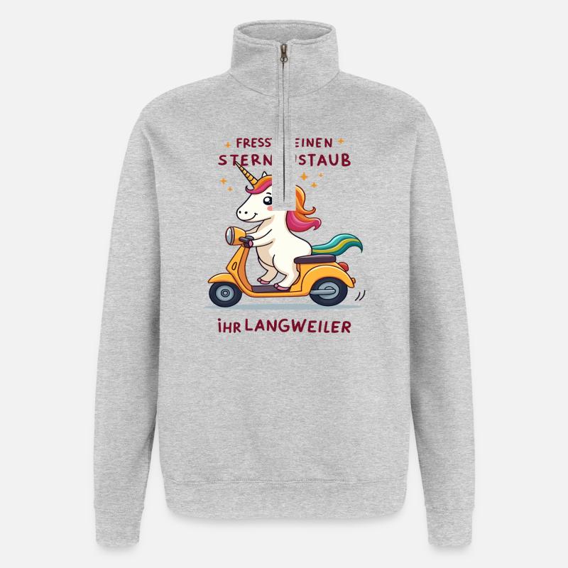 Roller-Einhorn - Quarter-Zip-Sweatshirt - Grau meliert