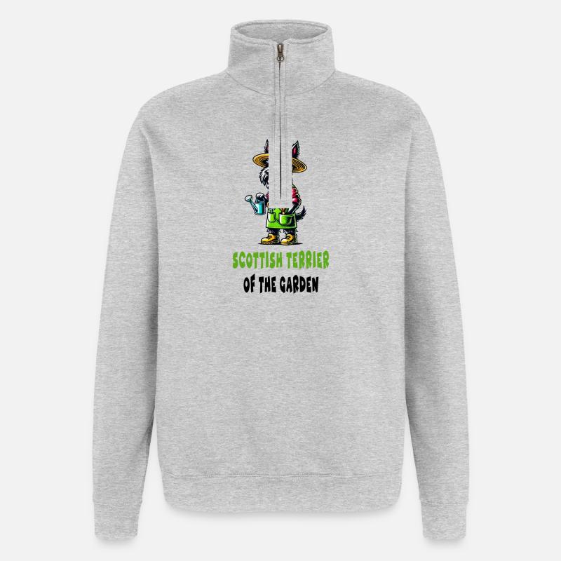 Scottish Terrier Gärtner - Quarter-Zip-Sweatshirt - Grau meliert