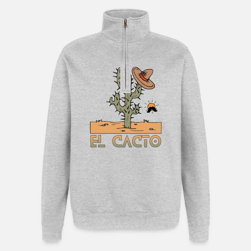 El Cacto 2 - Sweat à zip 1/4 - gris chiné