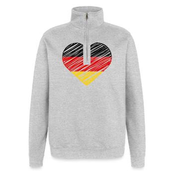 I Love Germany Flag Heart German Deutschland Shirt - Quarter-Zip-Sweatshirt - Grau meliert - Vorne - AI Model Female 172 light (172cm) & AI Model Male 178 dark (178cm)