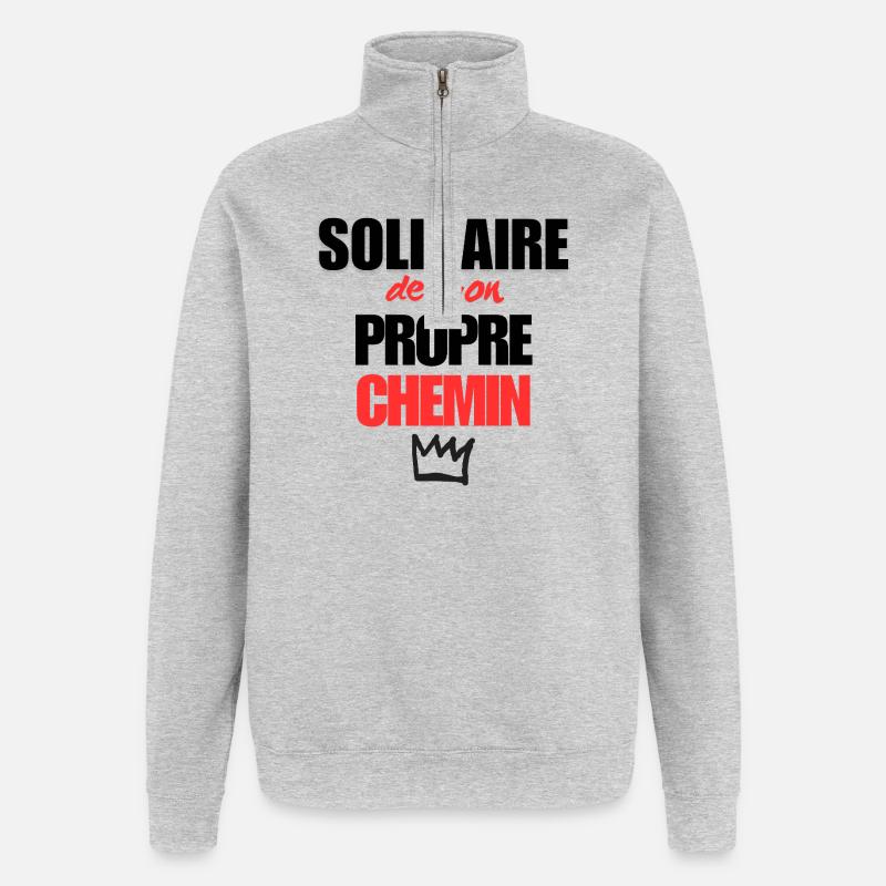 Mein eigener Weg - Quarter-Zip-Sweatshirt - Grau meliert