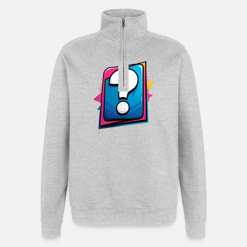 Point d’interrogation - Sweat à zip 1/4 - gris chiné