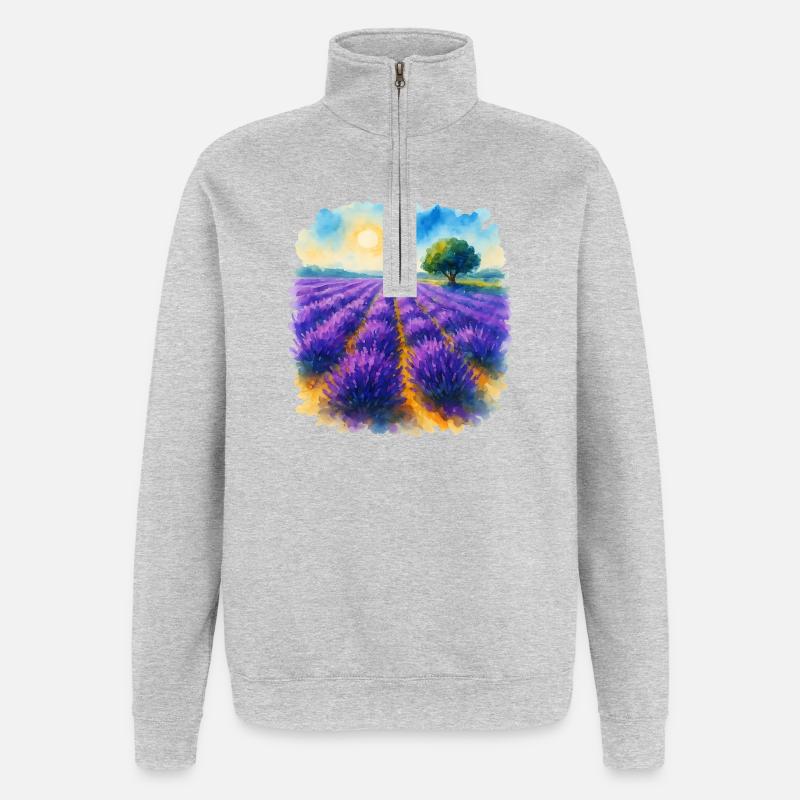Lavendelfeld - Quarter-Zip-Sweatshirt - Grau meliert