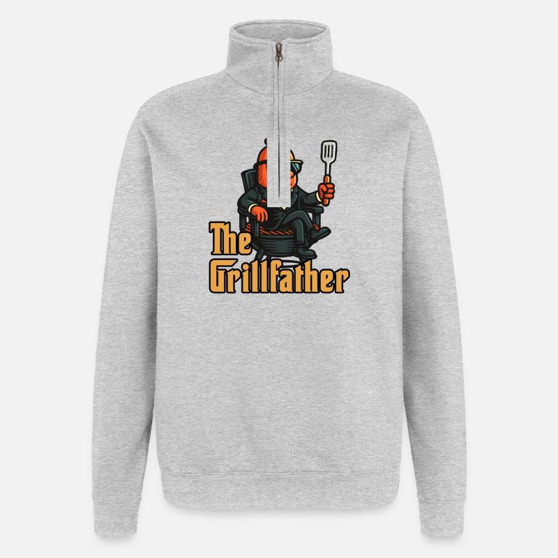 Der Grillvater - Quarter-Zip-Sweatshirt - Grau meliert
