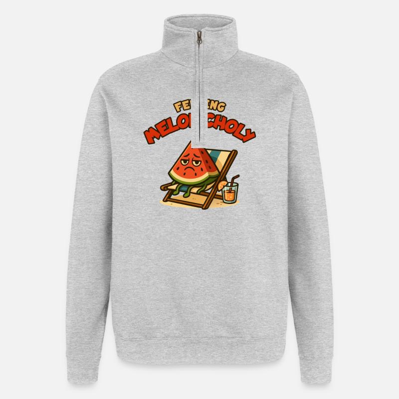Meloncholie in der Sonne - Quarter-Zip-Sweatshirt - Grau meliert
