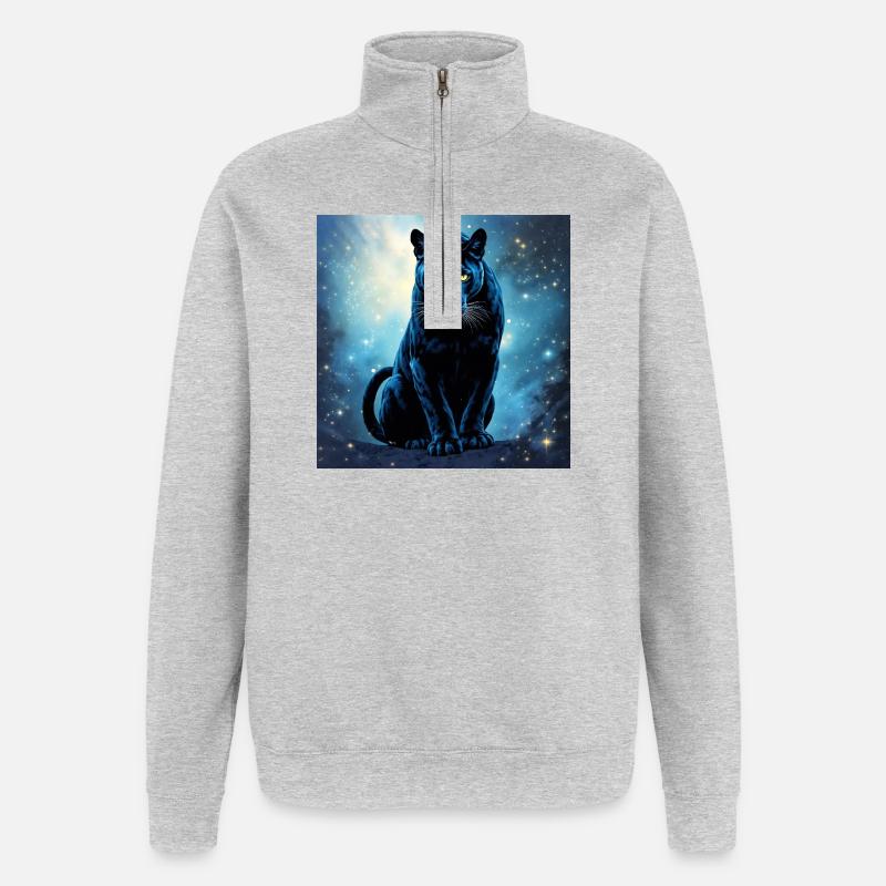 Krafttier Dunkler Panther - Quarter-Zip-Sweatshirt - Grau meliert