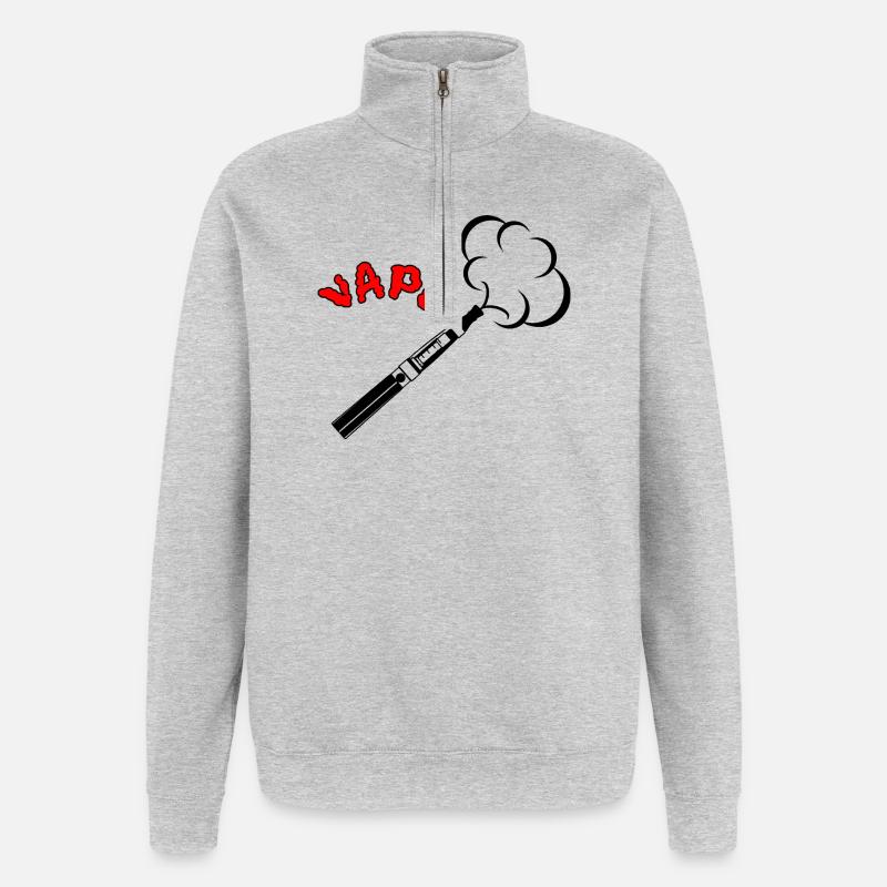 Conception VAPE avec nuage de vapeur - Sweat à zip 1/4 - gris chiné