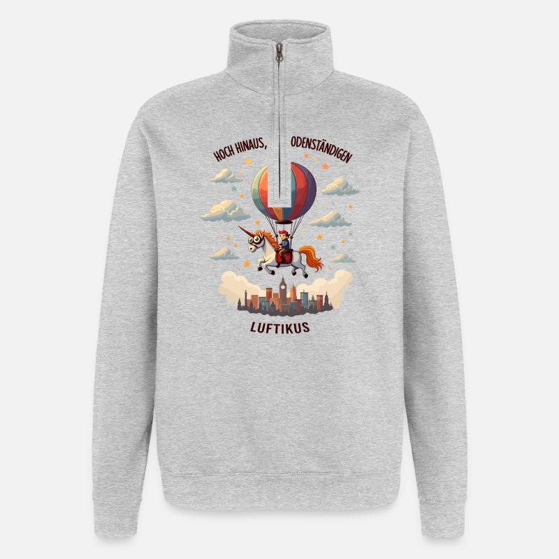 Licorne Luftikus - Sweat à zip 1/4 - gris chiné
