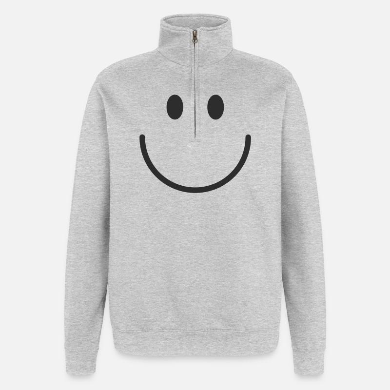 Smiley lachen lächle smile - Quarter-Zip-Sweatshirt - Grau meliert