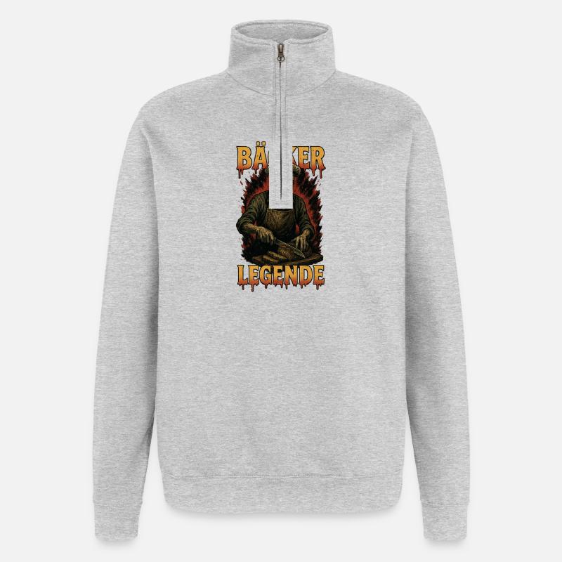 Bäcker Legende - Quarter-Zip-Sweatshirt - Grau meliert